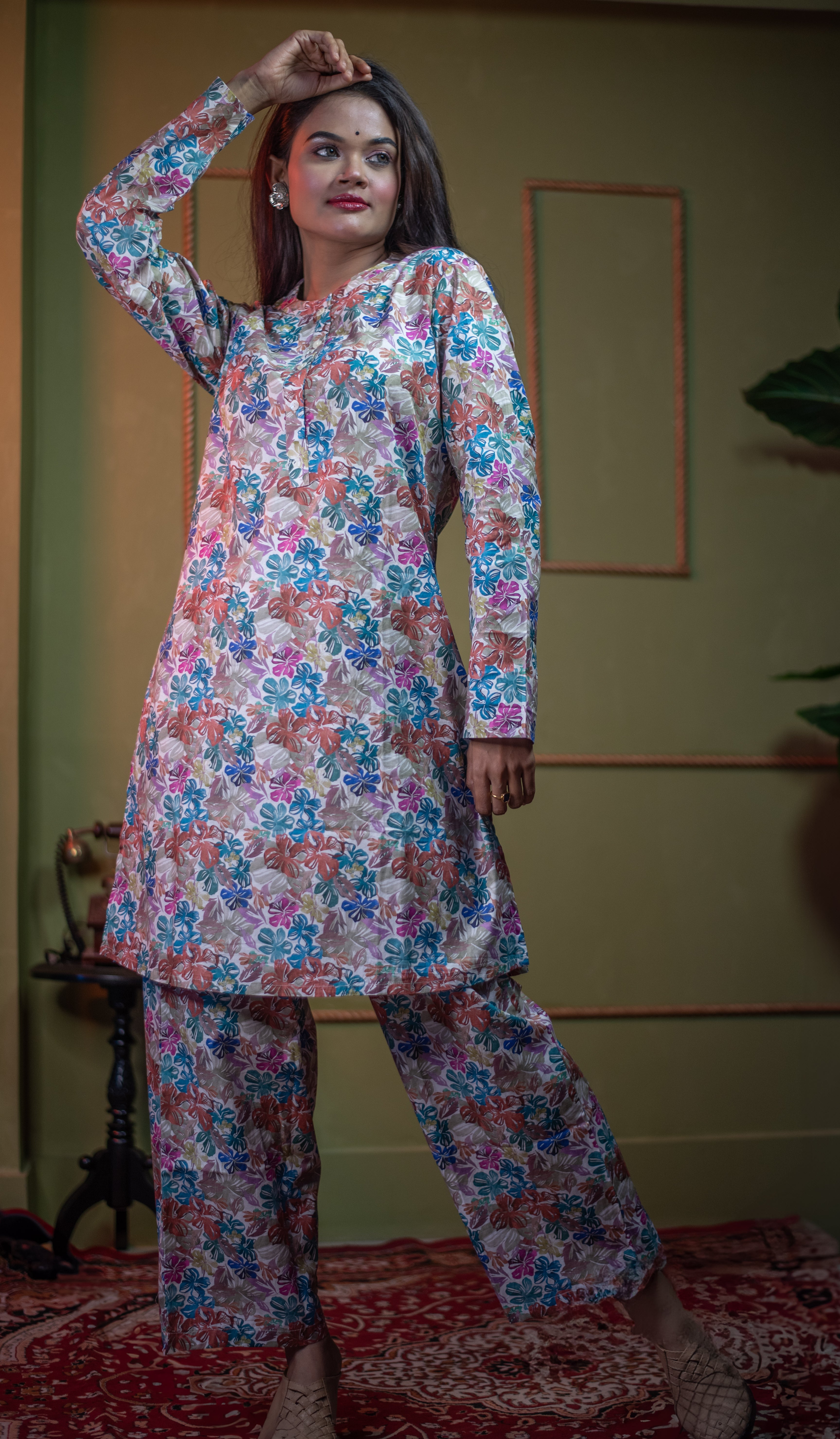 Kusum Painted Flora – Pure Cotton Modal Co-Ord Set