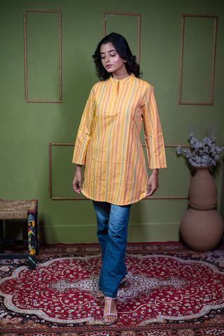 Aindri Golden Horizon – Pure Cotton Striped Top