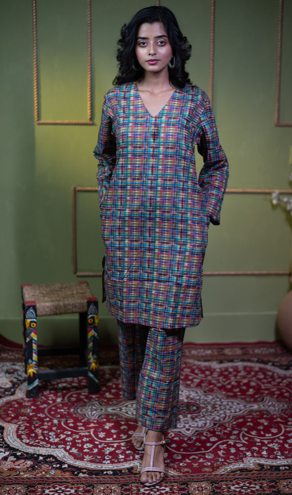 Aindri Jewel Plaid – Pure Cotton Two-Piece Co-Ord Set