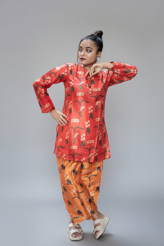 Kusum Floral Blended Silk Co-Ord Set